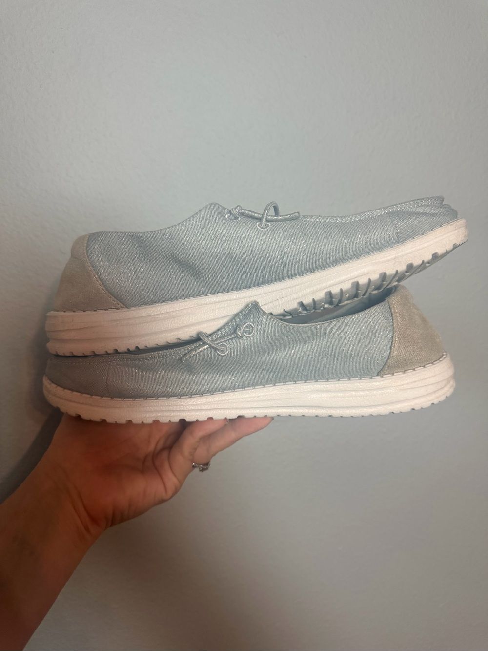 Hey Dude Womens Wendy Glitter Slip On Shoe Size 10 Smoke Quartz Gray - Picture 6 of 9
